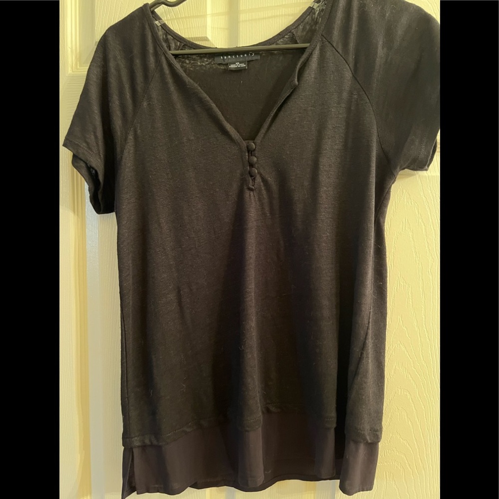 Sanctuary XS black shirt, lace on bottom